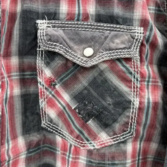 BKE Vintage Shirt Mens XL Plaid Western Pearl Snap Athletic Fit Cowboy - Picture 7 of 14